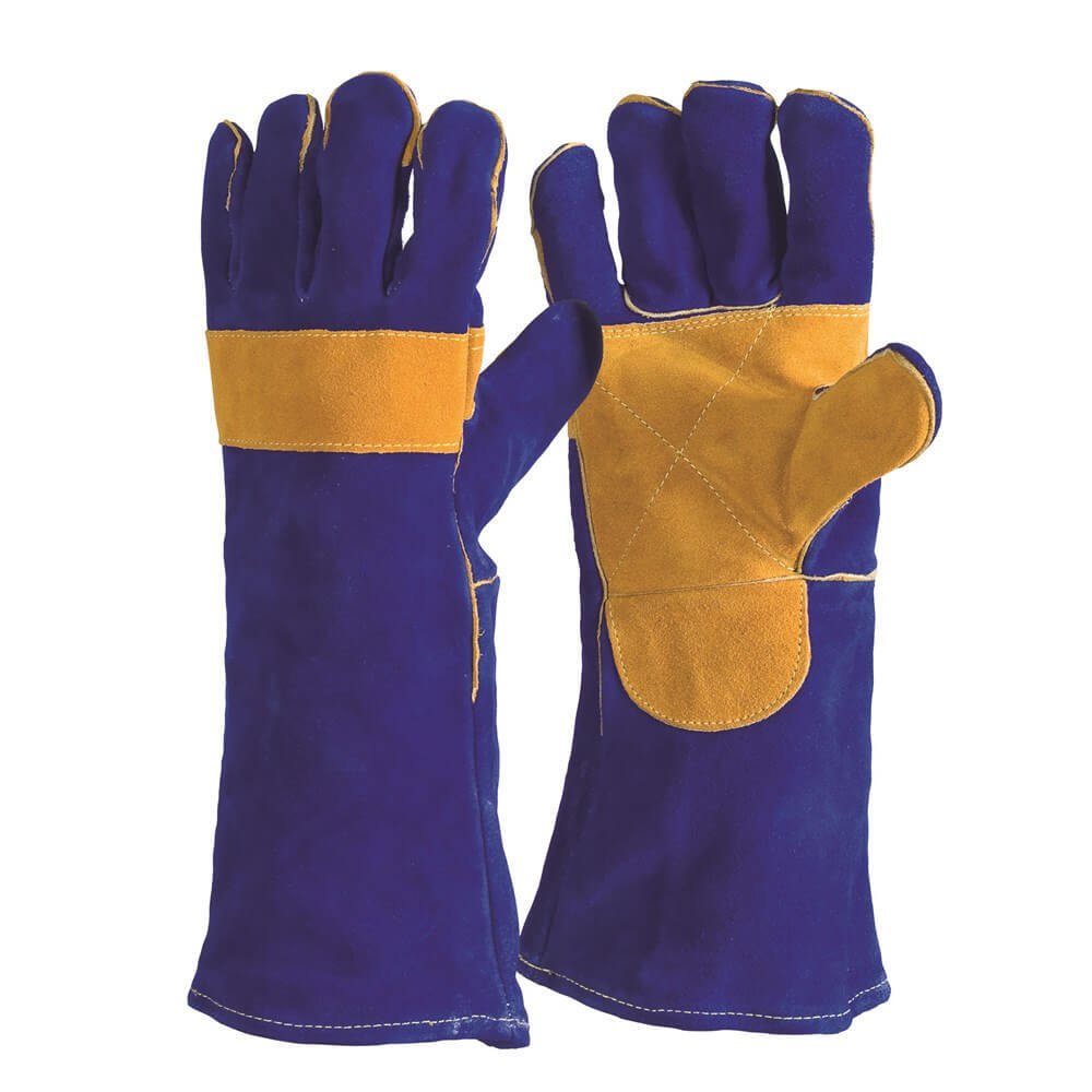 Frontier Welder Reinfornced Palm Aramid Gauntlet Gloves, Blue - Pack of 12 - AIMS Industrial Supplies