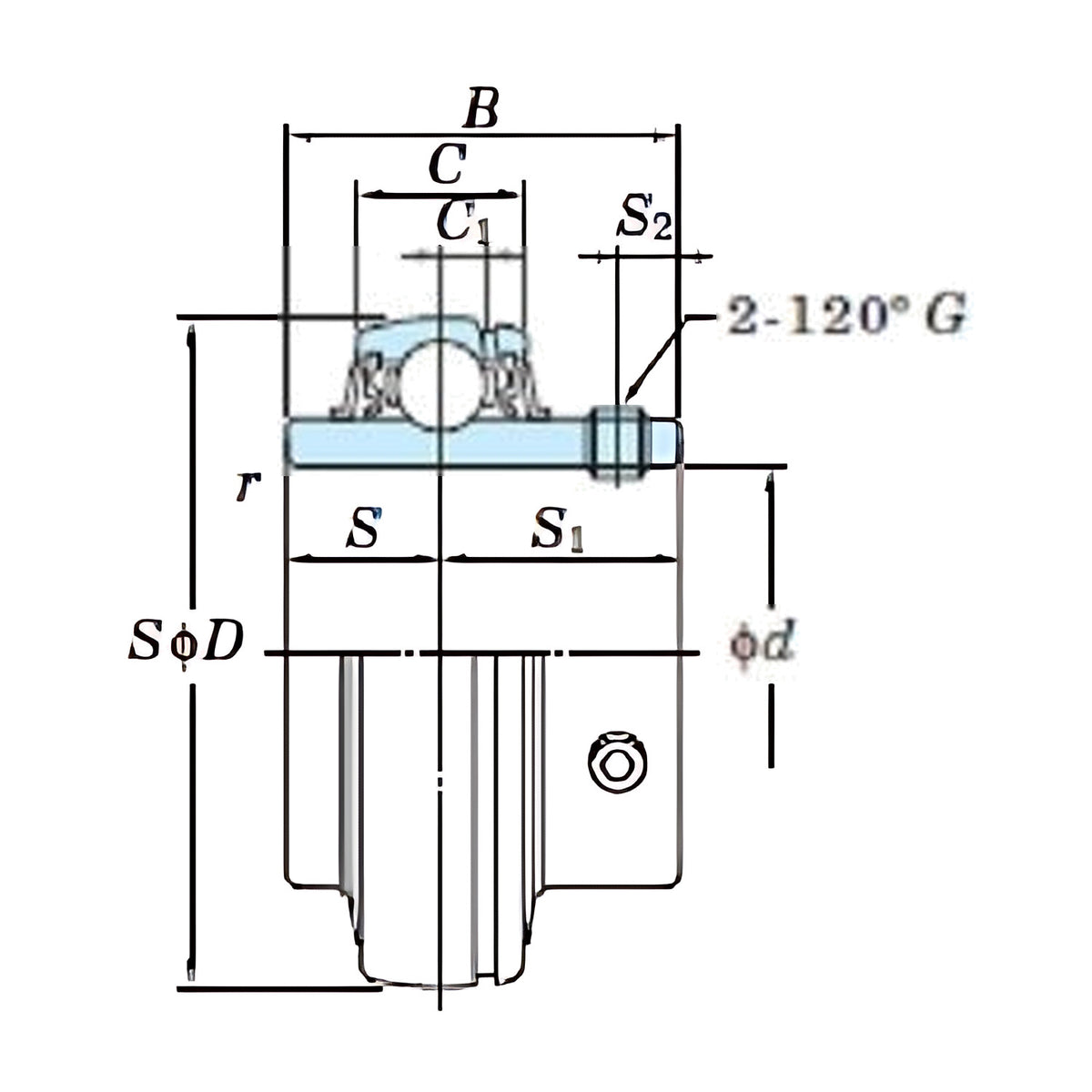 FYH Ball Bearing Inserts UC204L2 Grub Screw, 20 mm Shaft Diameter