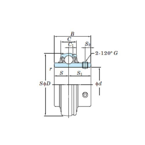 FYH Ball Bearing Inserts UC204L2 Grub Screw, 20 mm Shaft Diameter2