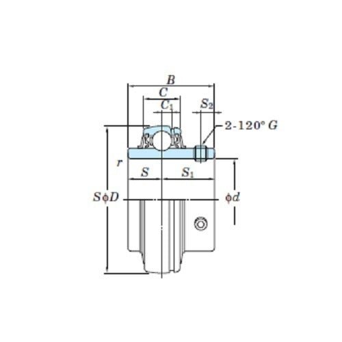 FYH Ball Bearing Inserts UC205-16L2 Grub Screw, 1" Shaft Diameter - AIMS Industrial Supplies