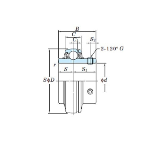 FYH Ball Bearing Inserts UCX11-32 Grub Screw, 2" Shaft Diameter2