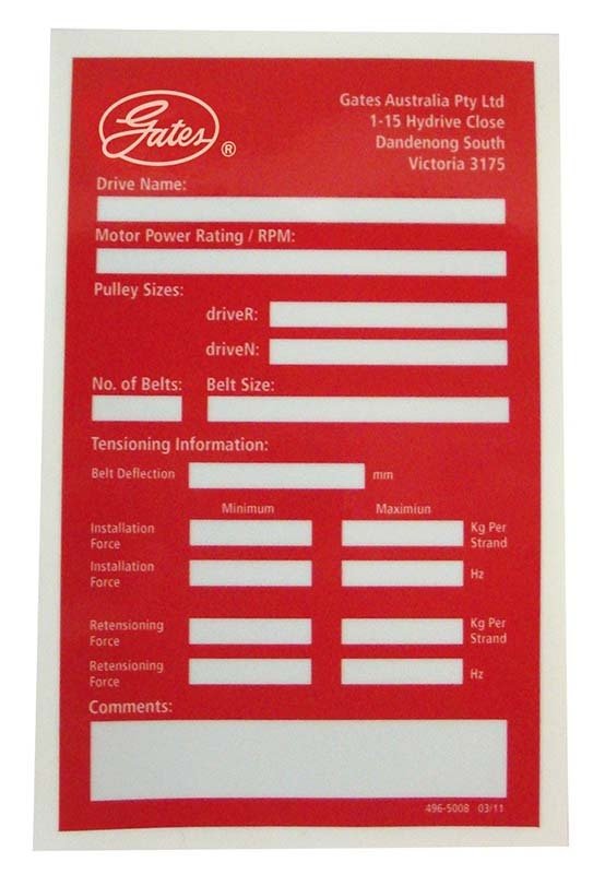 Gates Tension (496-5008) Sticker - AIMS Industrial Supplies