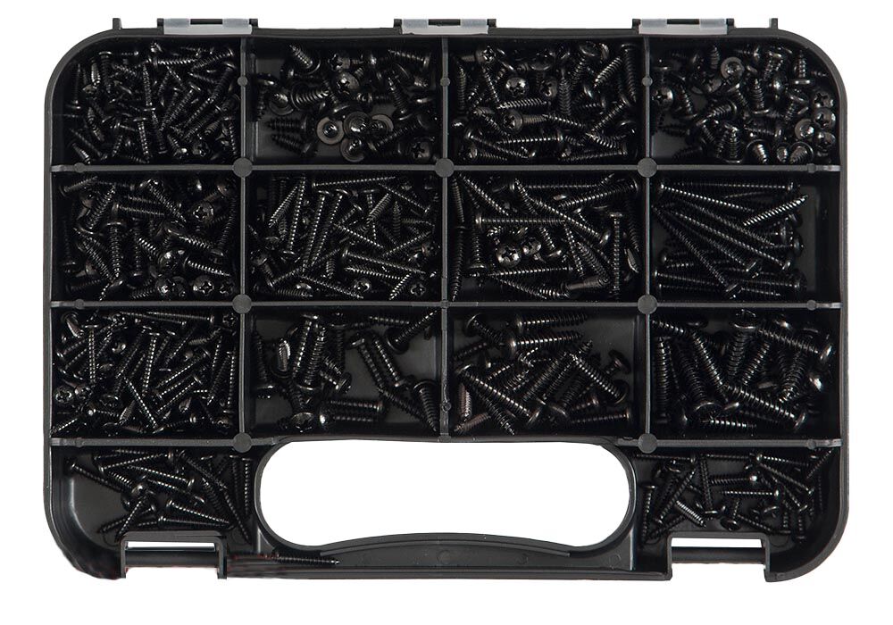 GJ Works Self - Tapping Screws Black Zinc Plated, 710 Pieces - GKA710 - AIMS Industrial Supplies