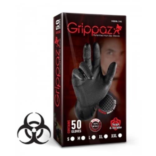 Gloves Grippaz Non Slip Nitrile Black 2 Extra Large (XXL) GZGLVSKNDBKR2XL - 50/Box2