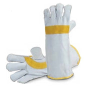 Goat Split Leather Welding Gloves Fleece Lined Denim Cuff 40cm (Pair) - AIMS Industrial Supplies
