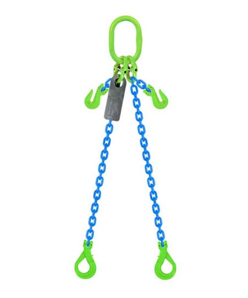 Grade 100 Chain Sling 10mm x 6m 2 Leg W/ Clevis Grab Shortner & Self Locking Hook