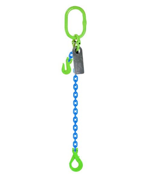 Grade 100 Chain Sling 6mm x 1m 1 Leg W/ Clevis Grab Shortner & Self Locking Hook