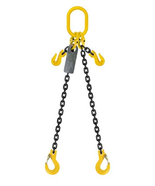 Grade 80 Chain Sling 10mm x 4m 2 Leg W/ Clevis Grab Shortner & Sling Hook