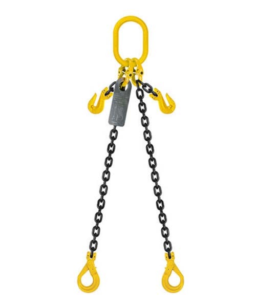 Grade 80 Chain Sling 13mm x 5m 2 Leg W/ Clevis Grab Shortner & Self Locking Hook