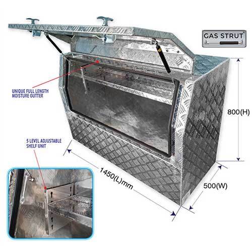 Grip® 1450 x 500 x 800mm Reflex Angle Aluminium Tool Box