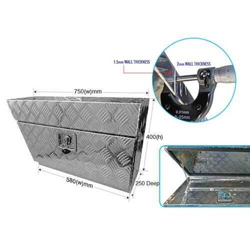 Grip® 750 x 250 x 400mm Aluminium Under Ute Tool Box Left Side2