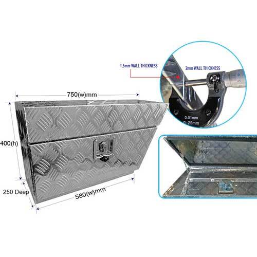 Grip® 750 x 250 x 400mm Aluminium Under Ute Tool Box Right Side1