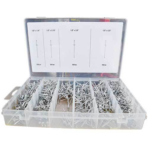 GripÂ® Rivet Set (1/8x1/4", 1/8x 5/16", 1/8x3/8", 1/8x5/8"), 1000 Pcs1