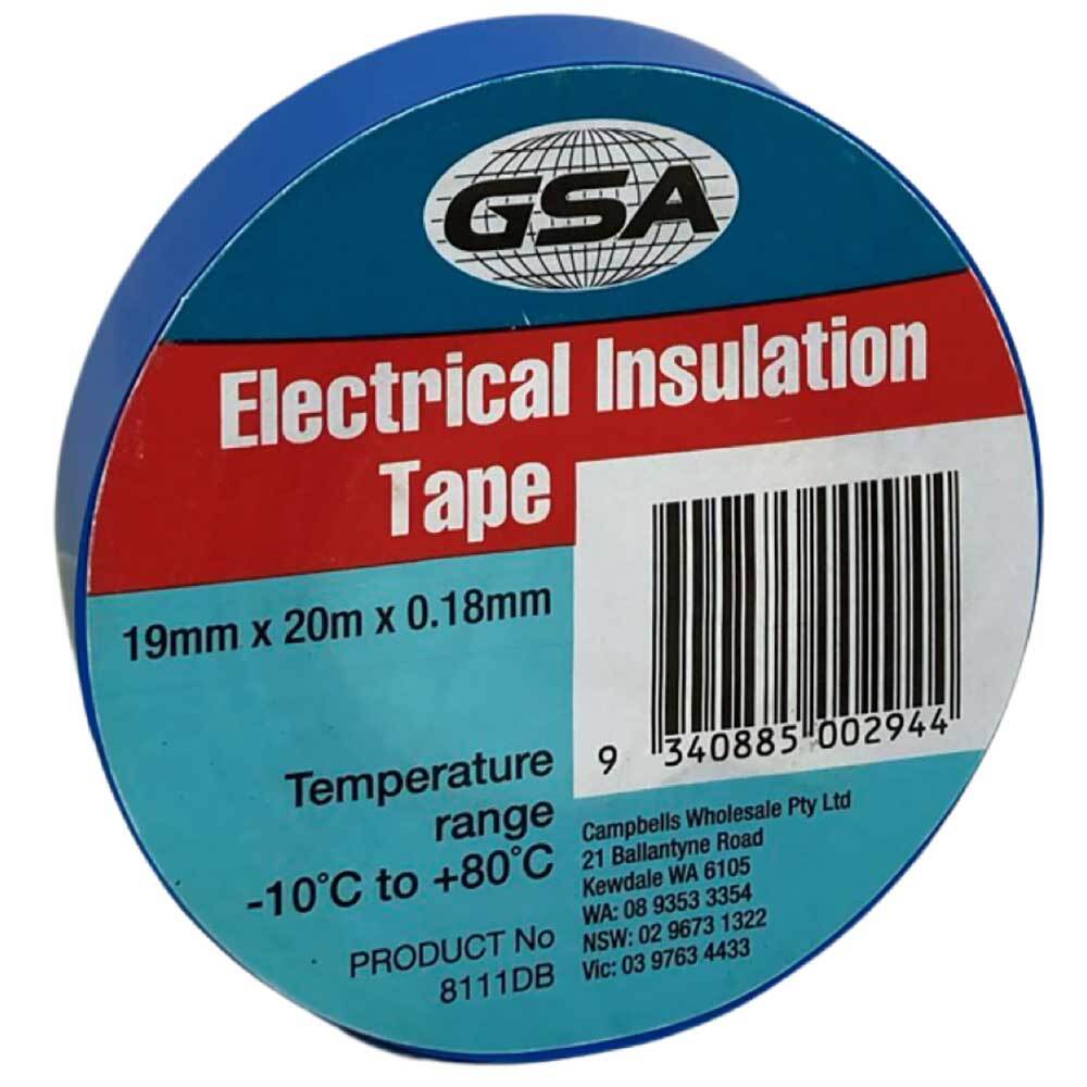 GSA Electrical Tape Blue 0.18mm Thick - 19mm x 20m