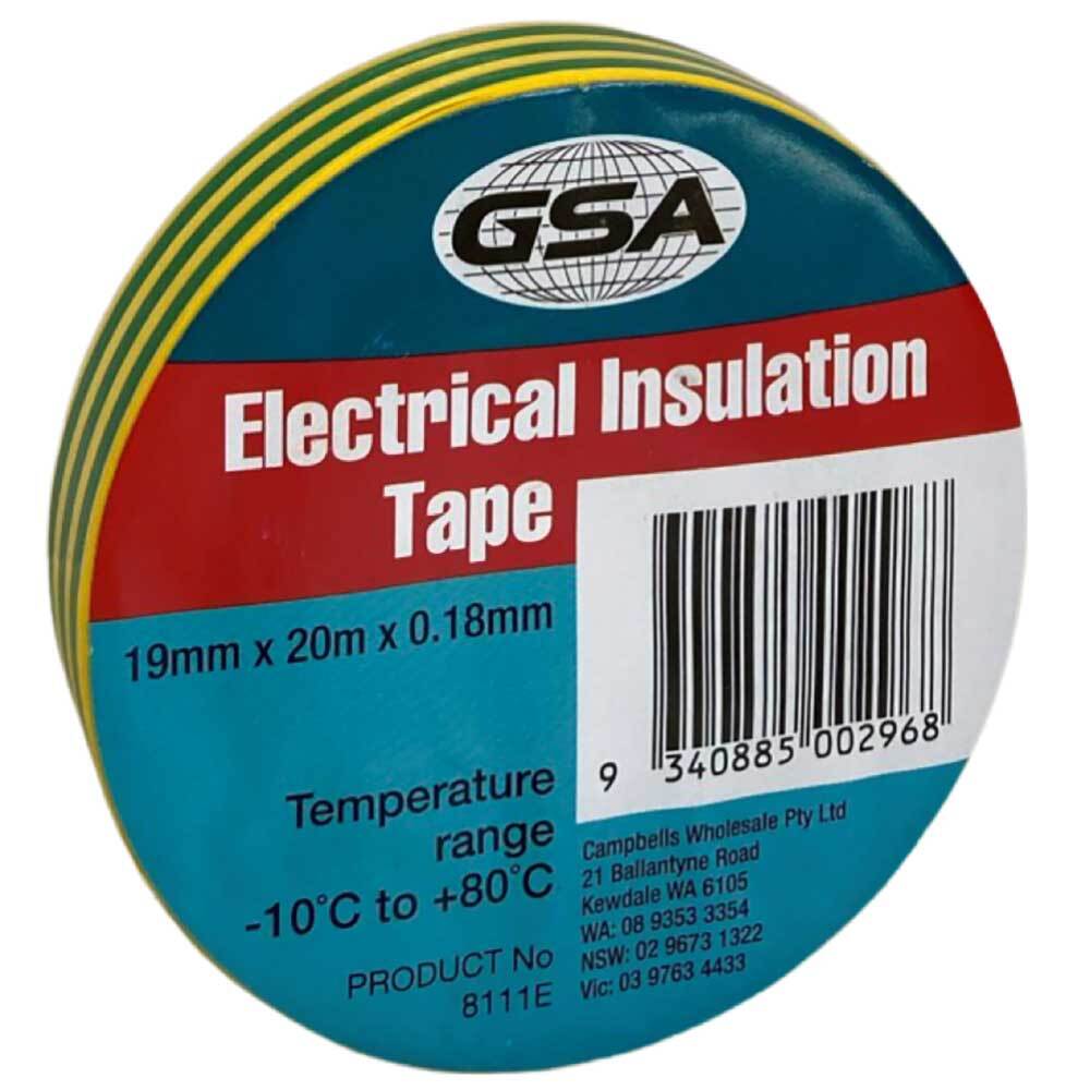 GSA Electrical Tape Earth 0.18mm Thick - 19mm x 20m