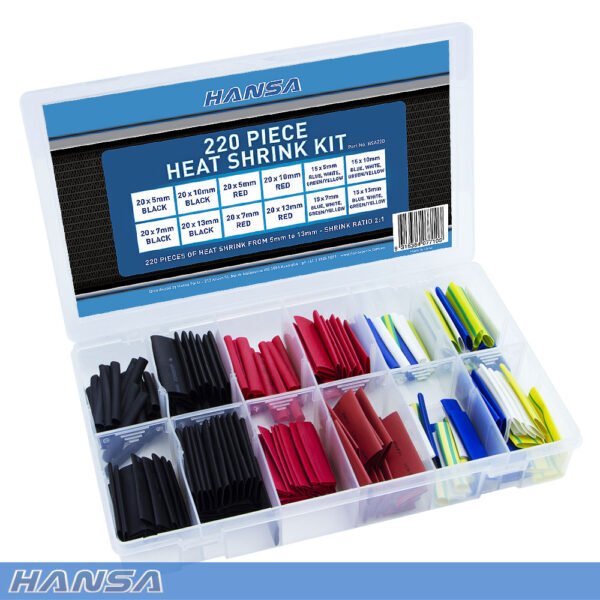 Hansa HSA220 Heat Shrink Assortment Kit - 220 Pieces - AIMS Industrial Supplies