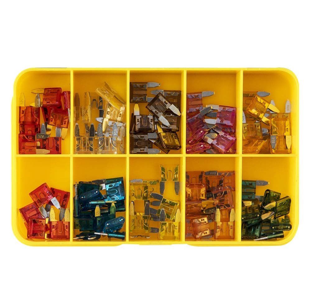 Hansa MFA-100 Mini-Blade Fuse Assortment Kit - 100 Pieces - AIMS Industrial Supplies