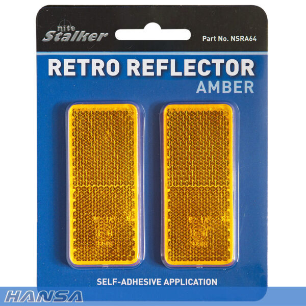 Hansa NSRA64 Nite Stalker Retro Reflector Amber Self Adhesive 64mm