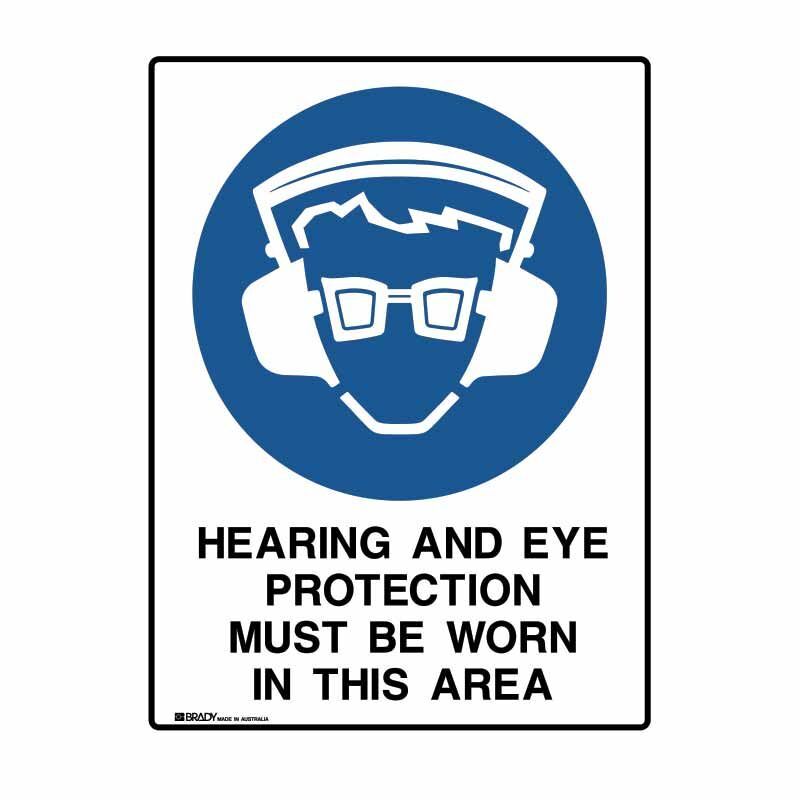 Hearing & Eye Protection Must Be Worn In This Area 300 x 225mm UltraTuff Metal
