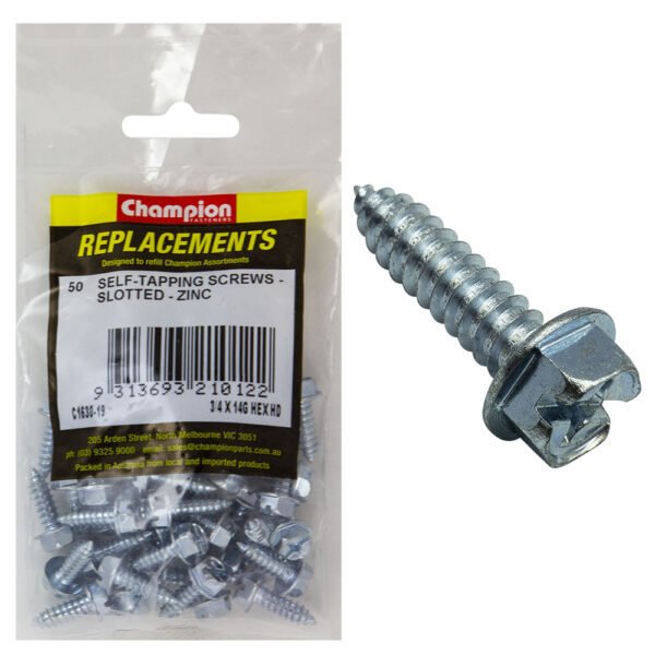 Hex Head Slotted Self Tapping Screw Assortment Refill - AIMS Industrial Supplies