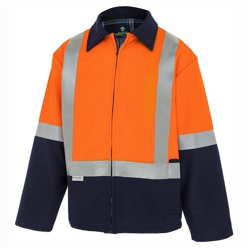 Hi-Vis Bluey Jacket W/ H-reflective Tape Orange/Navy, 2XL