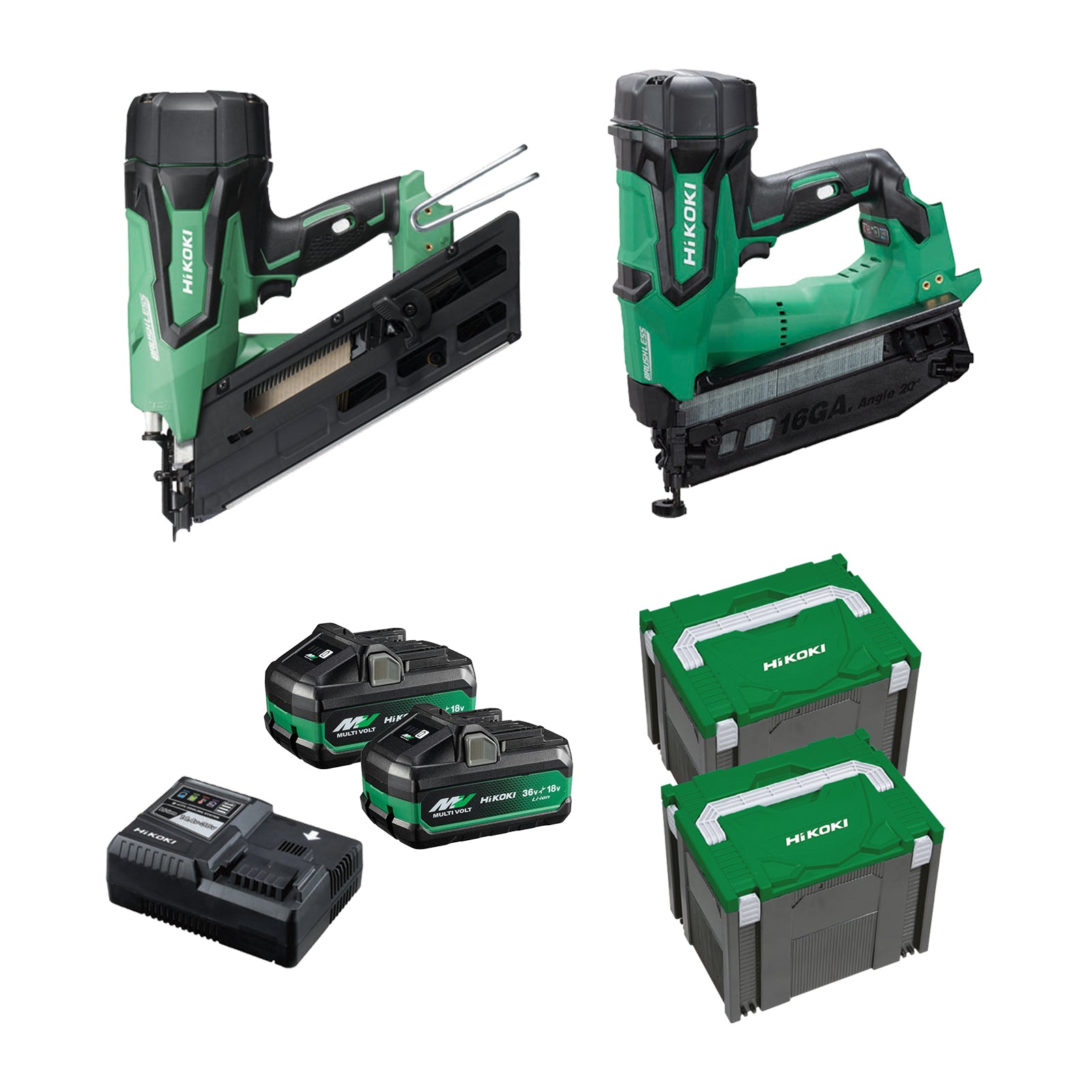 HiKOKI 18VFRAMERCOMBO4(HRZ) 18V Cordless Brushless Nailer Combo Kit, 2 Pieces1