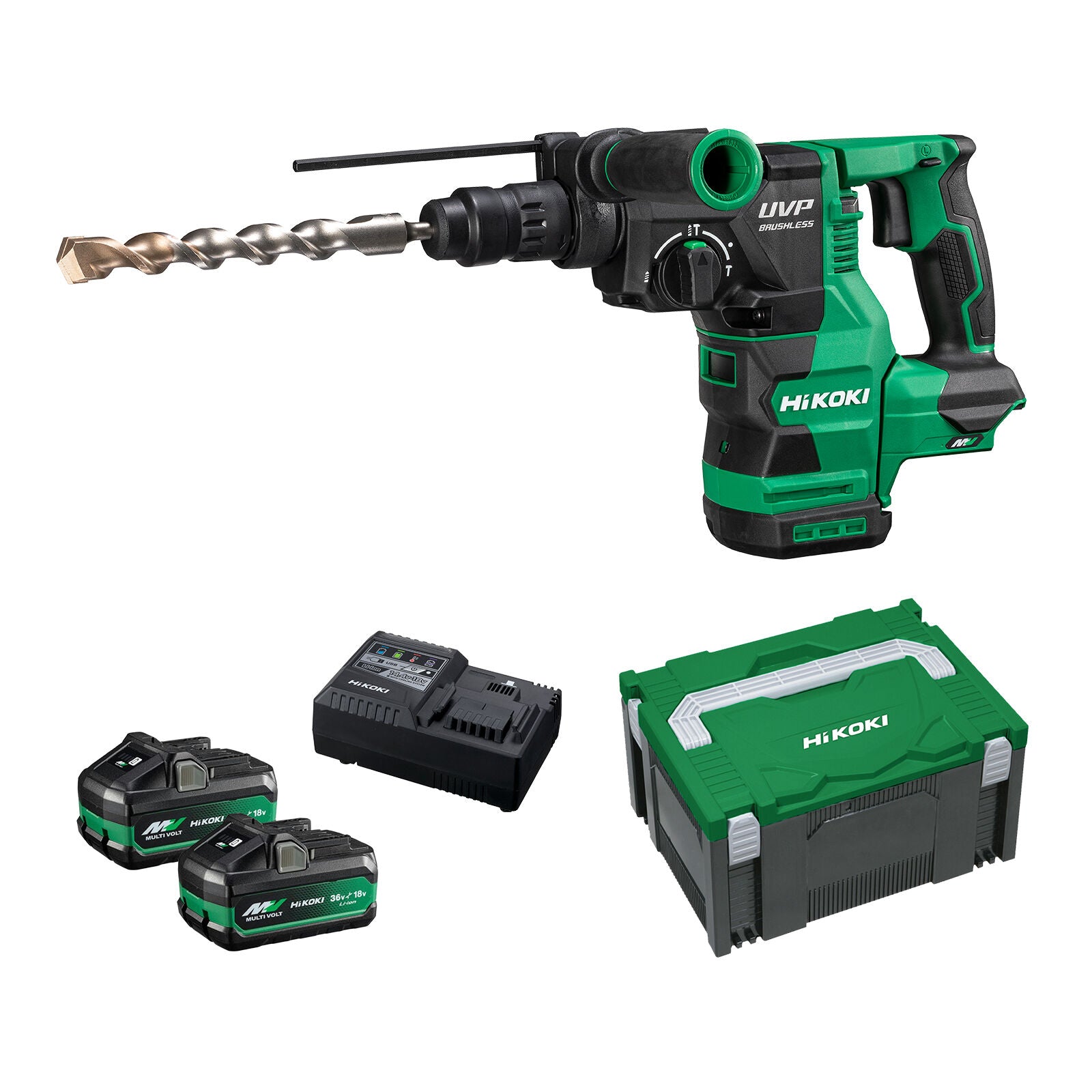 HiKOKI DH3628DC(HRZ) 36V Brushless SDS Plus Rotary Hammer W/ Quick Chuck Kit1