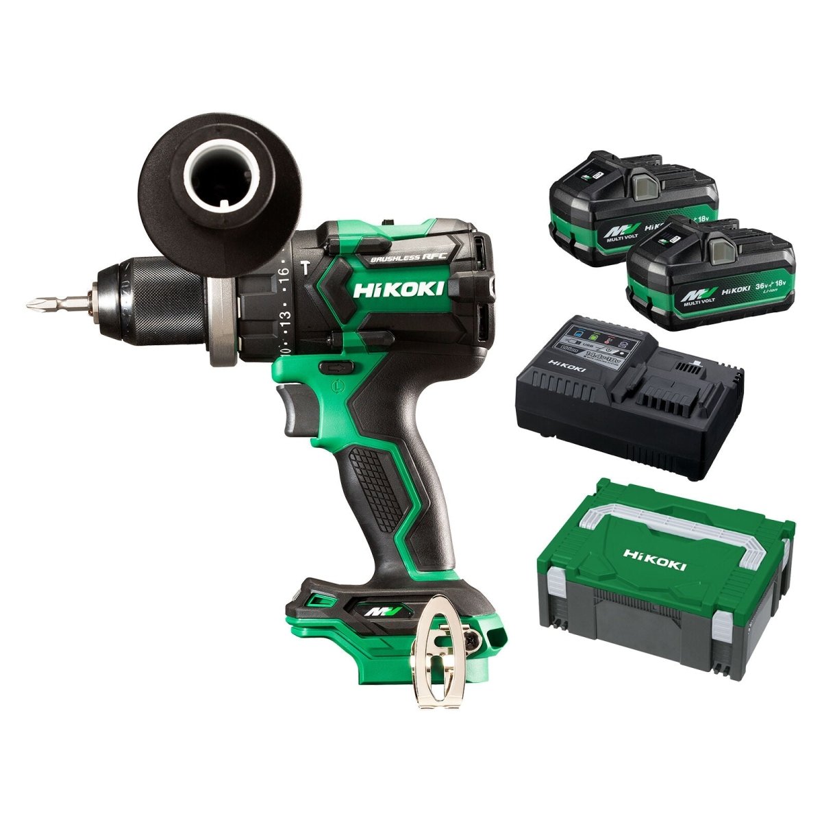 HiKOKI DV36DC(HRZ) 36V Brushless Cordless Impact Hammer Drill Driver Kit - AIMS Industrial Supplies