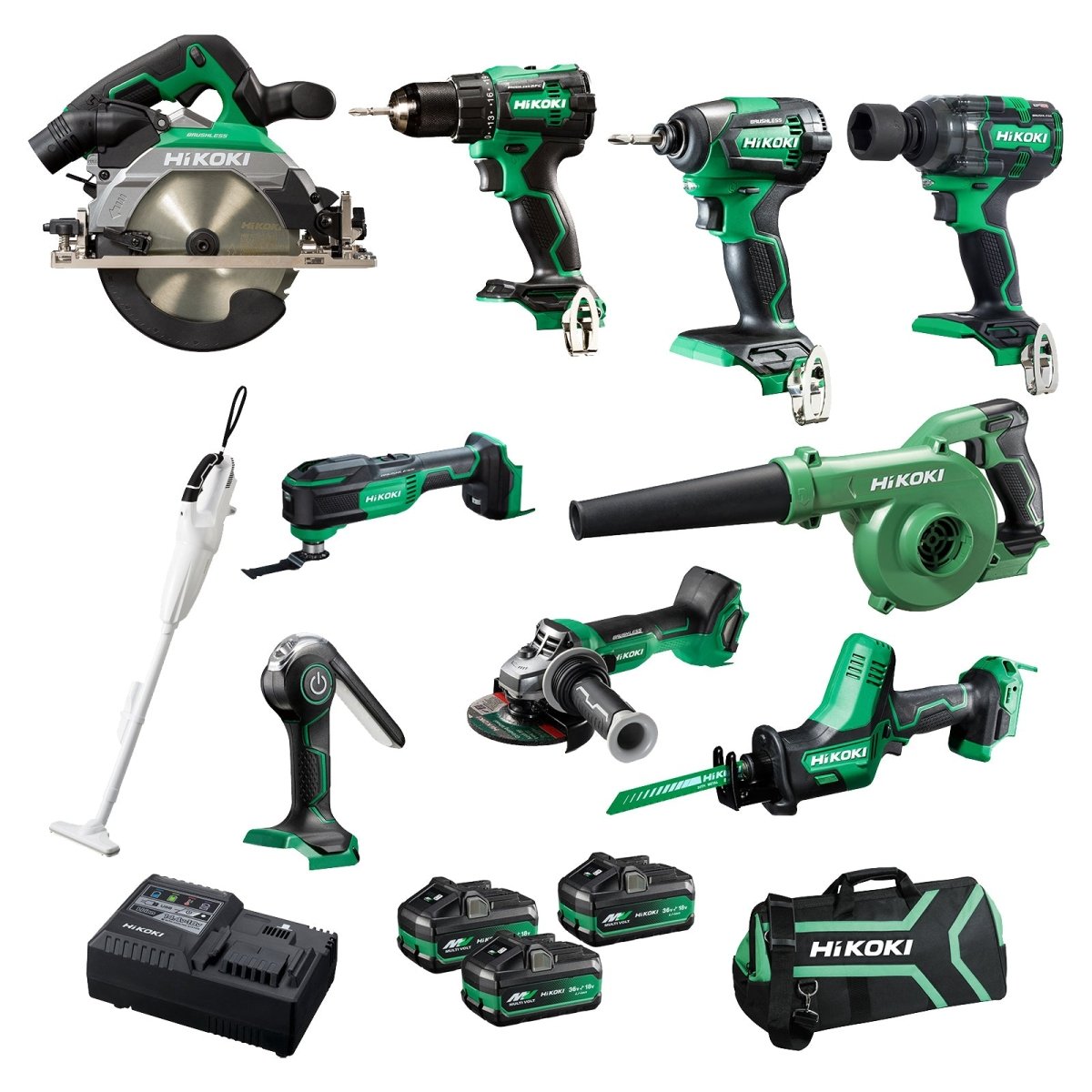 HiKOKI KC18D10P2(HRZ) 18V Brushless Combo Kit, 10 Pieces - AIMS Industrial Supplies