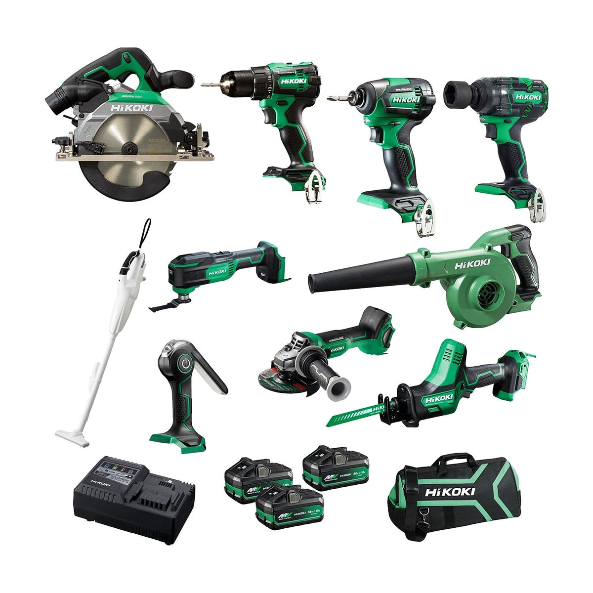 HiKOKI KC18D10P2(HRZ) 18V Brushless Combo Kit, 10 Pieces