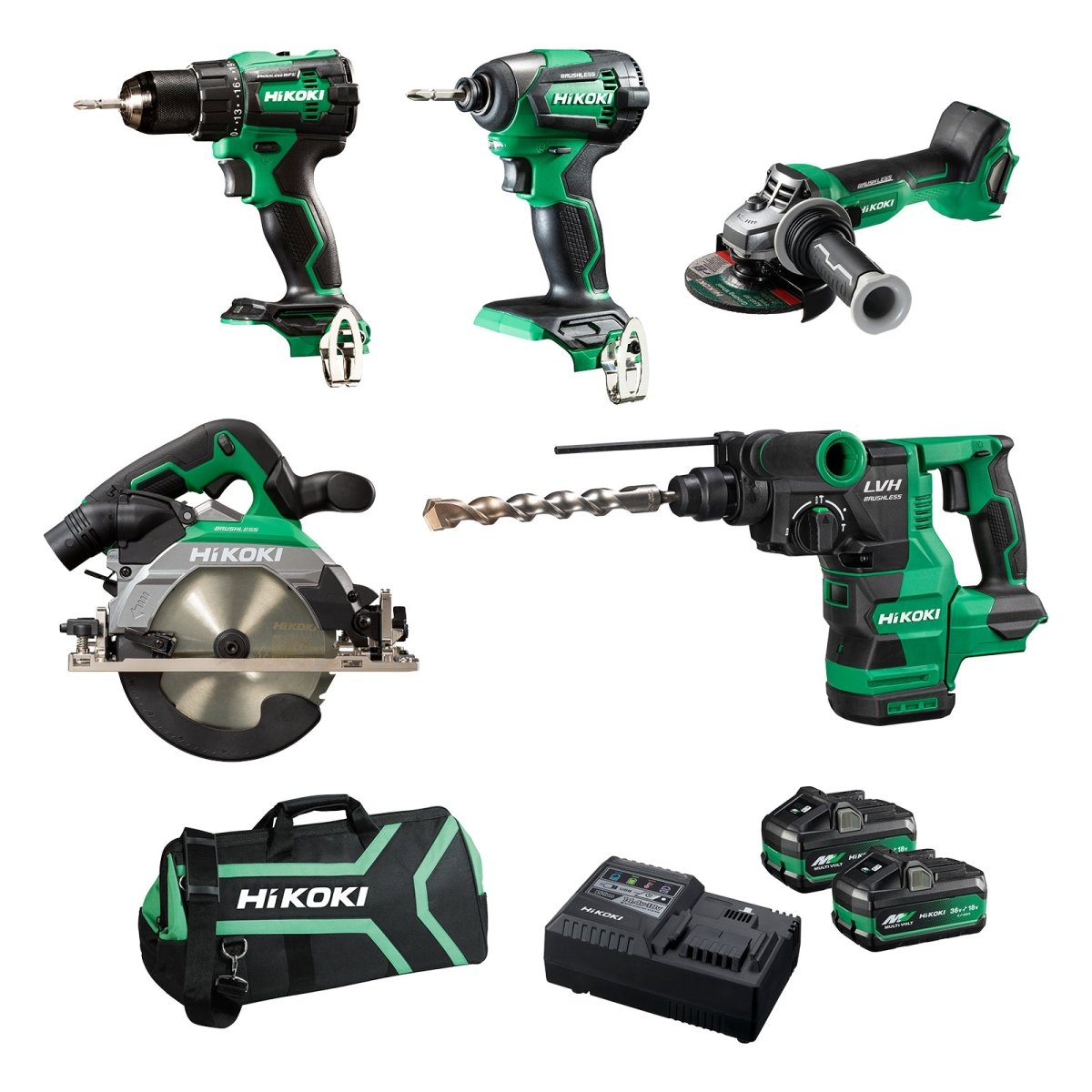 HiKOKI KC18D5P2(HRZ)18V Brushles Combo Kit, 5 Pieces - AIMS Industrial Supplies