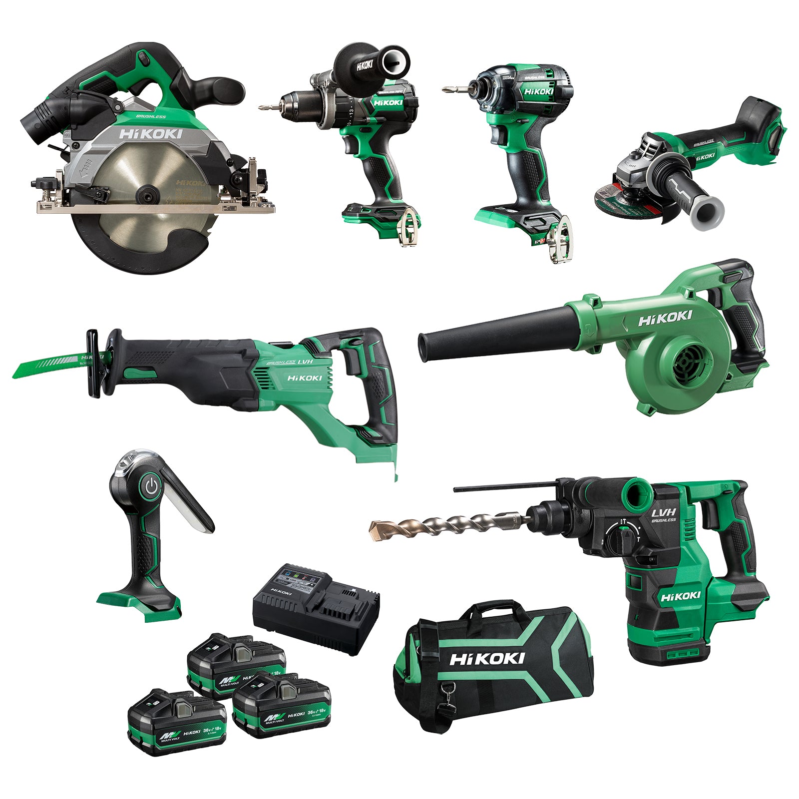 HiKOKI KC18D8P3(HRZ) 18V Brushless Combo Kit, 8 Pieces1