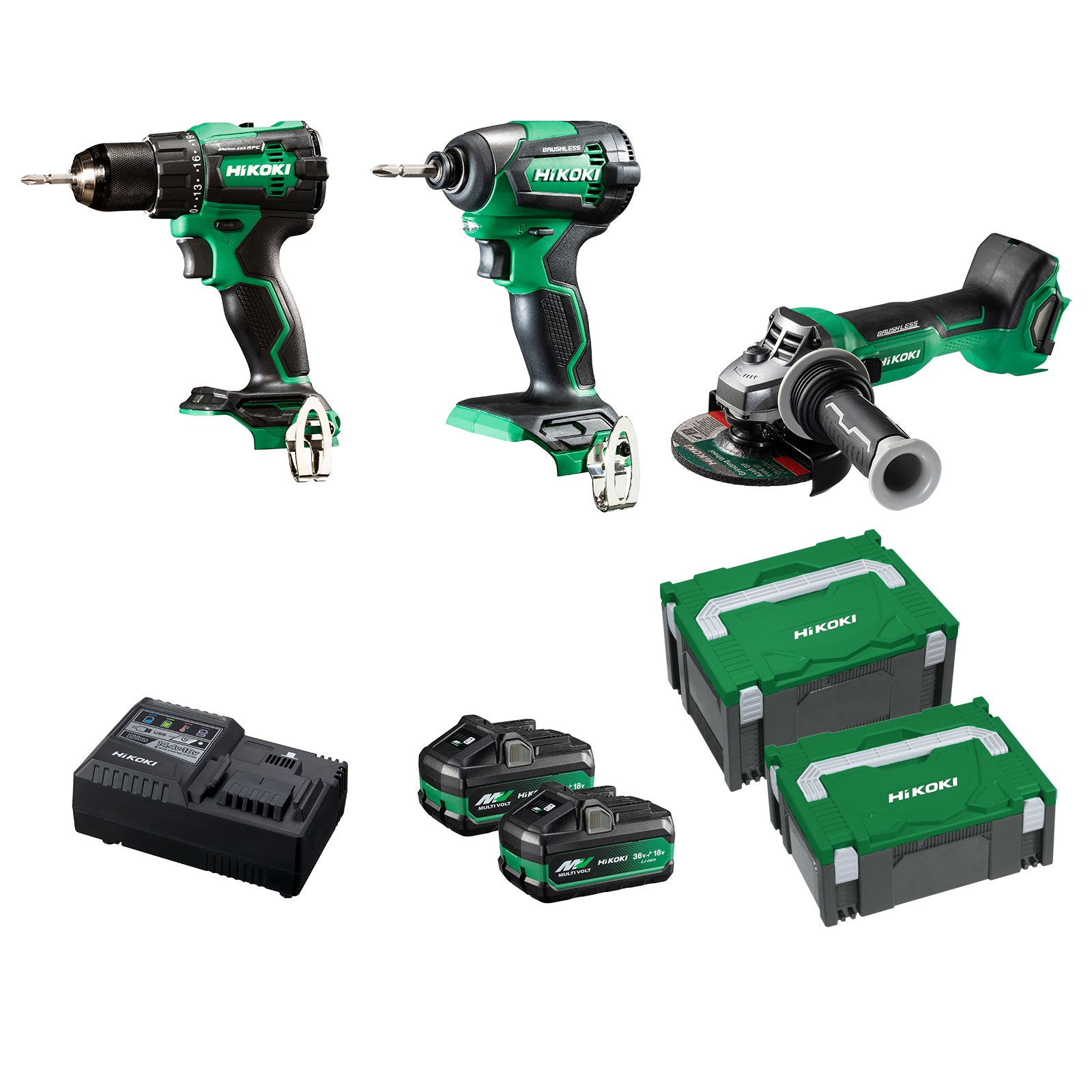 HiKOKI KC18DDBL2(HCZ) 18V Brushless Combo Kit, 3 Pieces1