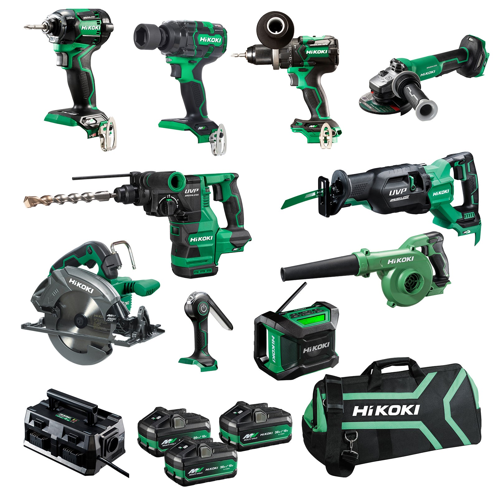 HiKOKI KC36D10P3(HRZ) 36V Brushless Combo Kit, 10 Pieces1