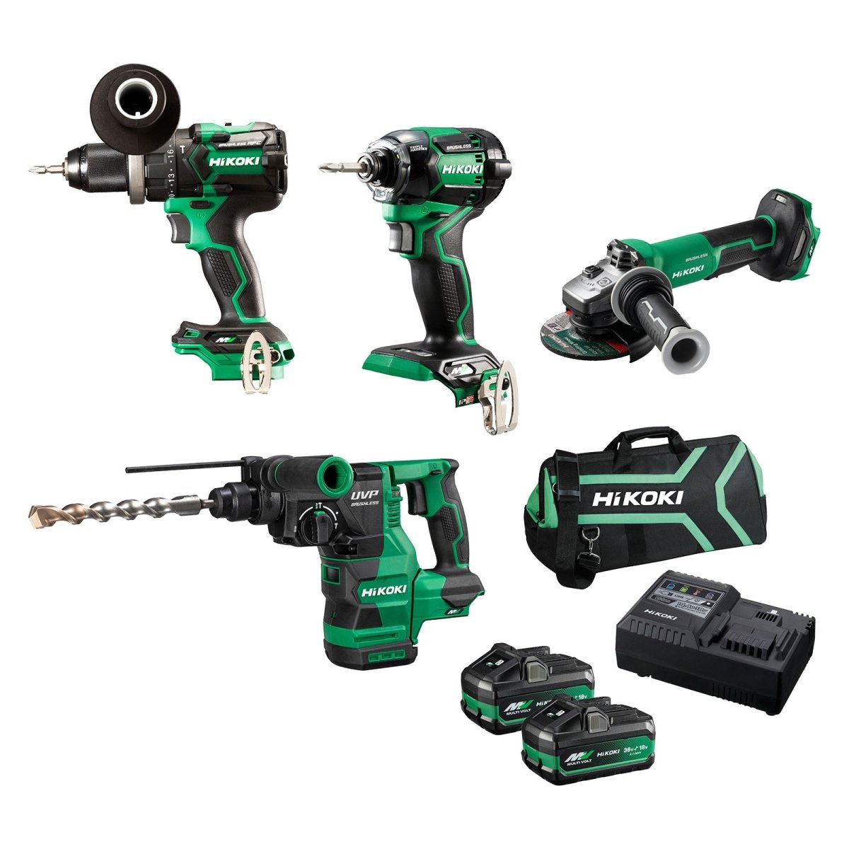 HiKOKI KC36D4A3(HRZ) 36V Brushless Combo Kit, 4 Pieces - AIMS Industrial Supplies