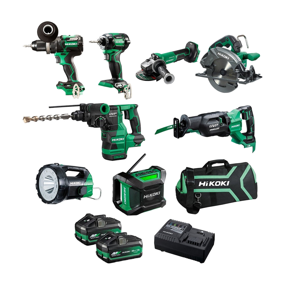 HiKOKI KC36D8P3(HRZ) 36V Brushless Combo Kit, 8 Pieces