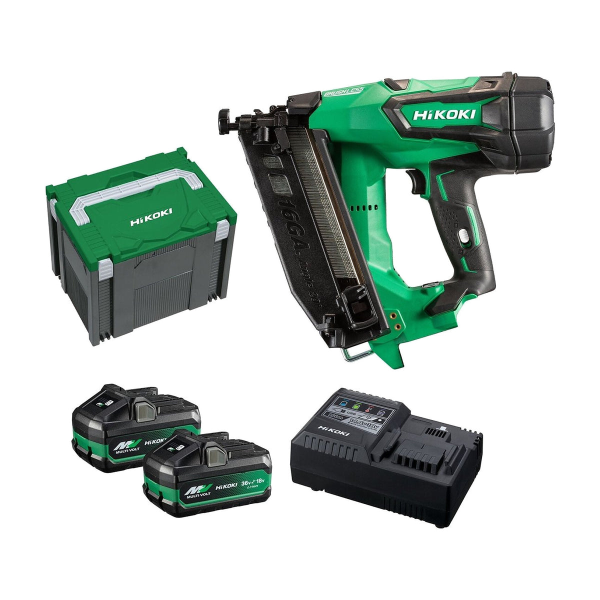 HiKOKI NT1865DA(HRZ)18V Brushless 16G 20º Angled Finish Nailer Kit