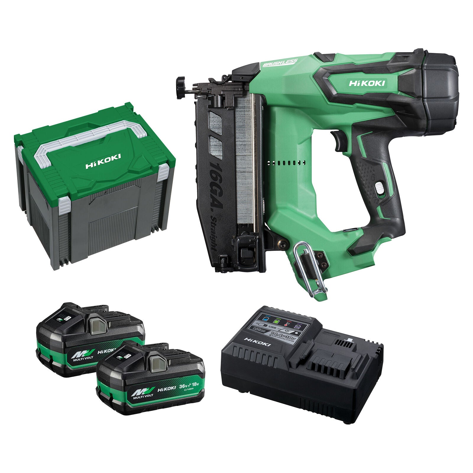 HiKOKI NT1865DBSL(HRZ) 18V Brushless C Series 65mm Finish Nailer Kit1