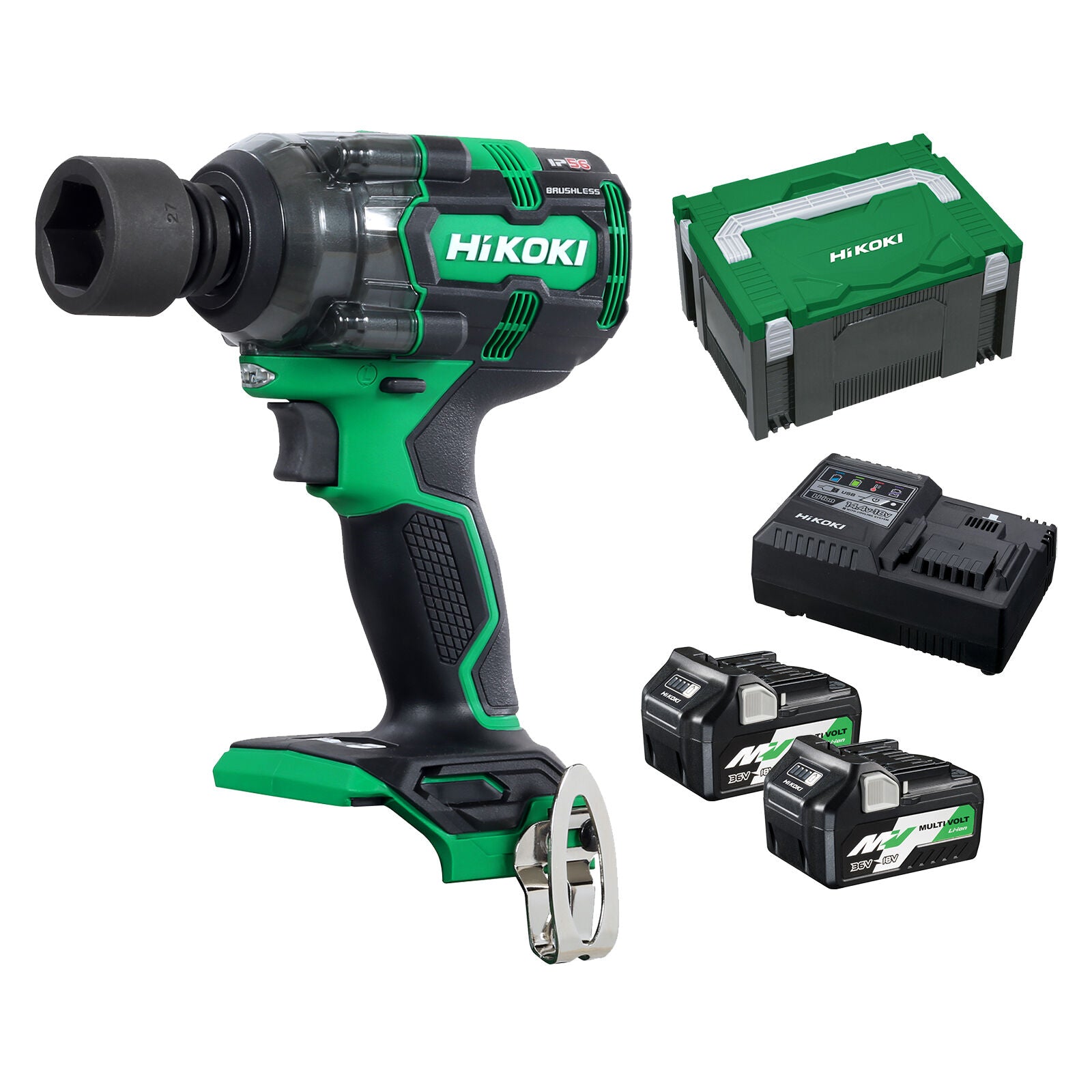 HiKOKI WR18DH(HRZ) 18V Brushless 12.7mm Impact Wrench Kit1