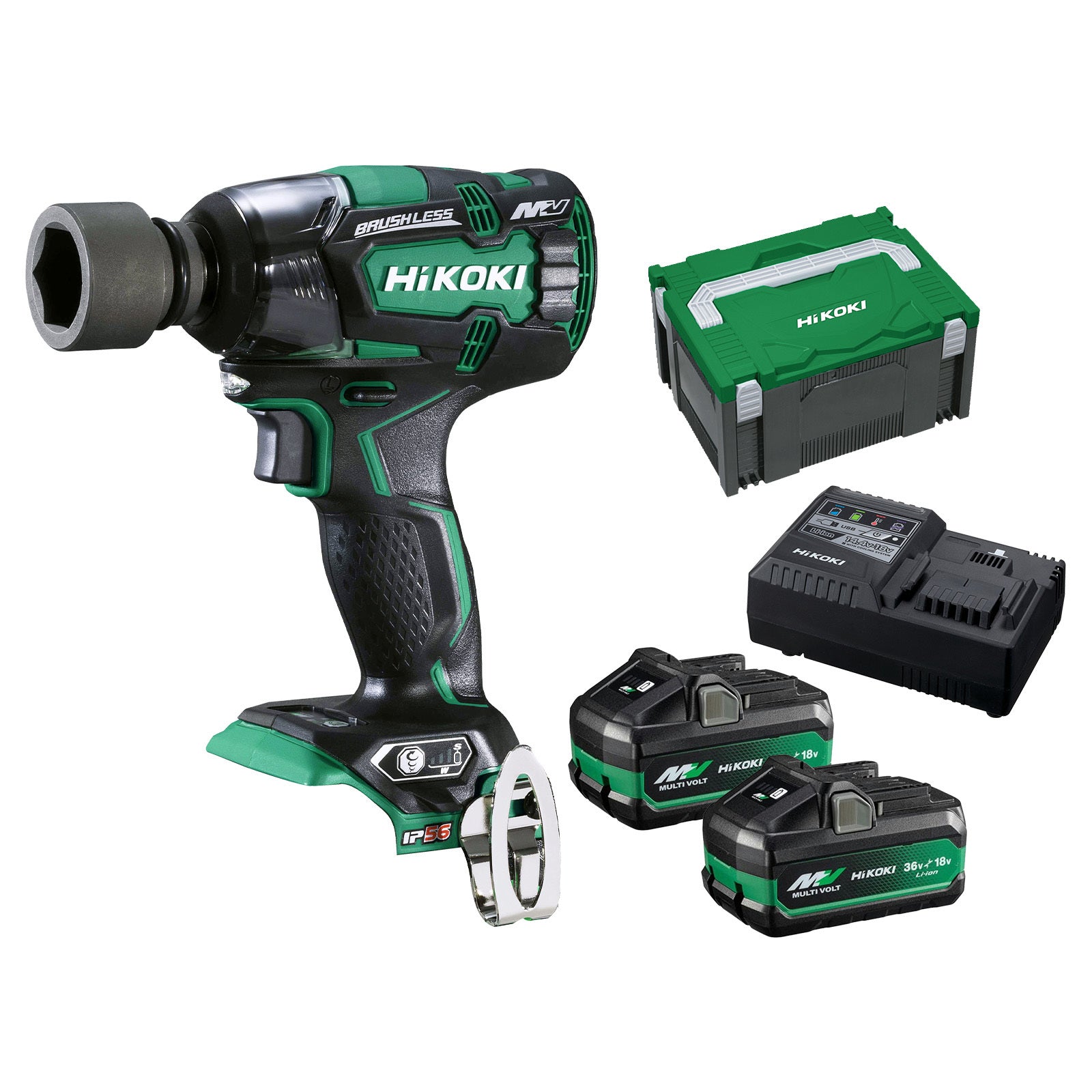 HiKOKI WR36DE(HRZ) 36V Brushless 1/2" Impact Wrench Kit1