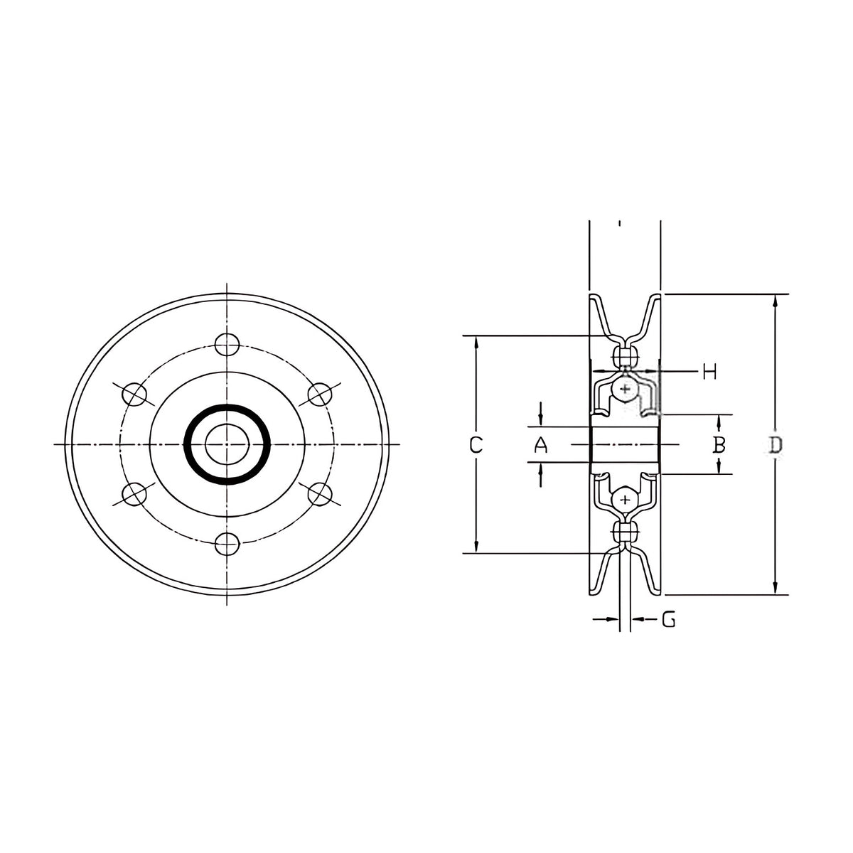 Idler Pulley A/B/C Section V - Belt 4 Point Heavy Duty