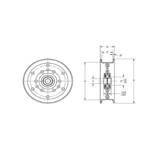 Idler Pulley Flat Flanged - Single Row Bearing - AIMS Industrial Supplies