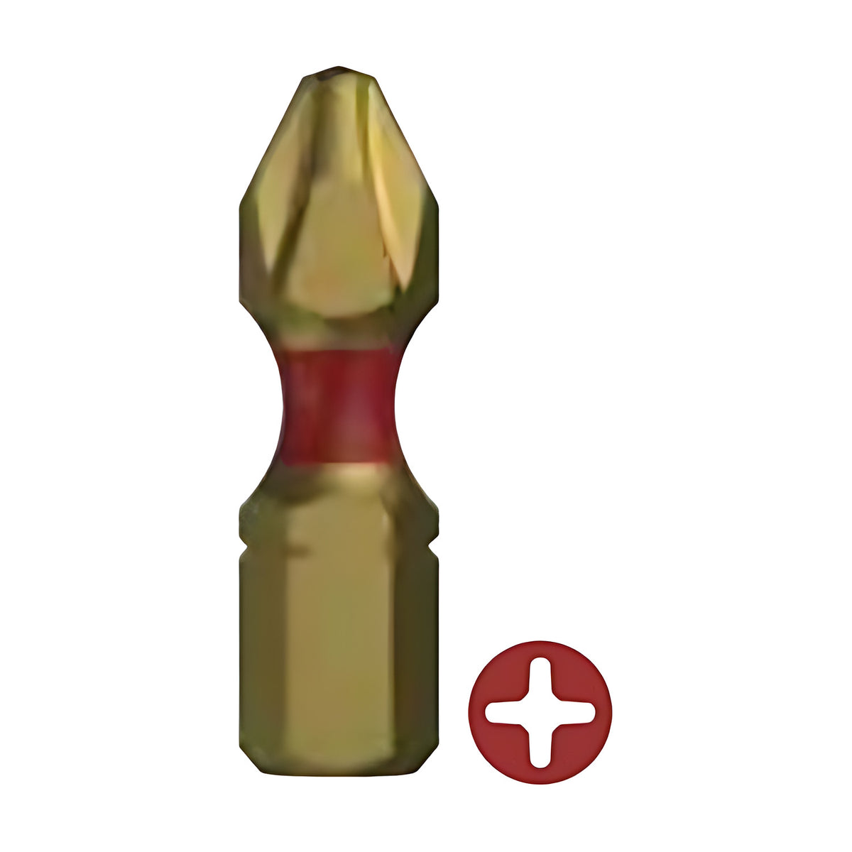 Hobson PH2 and PH3 TiN insert Phillips bit, gold-coloured with a red band and Phillips cross icon