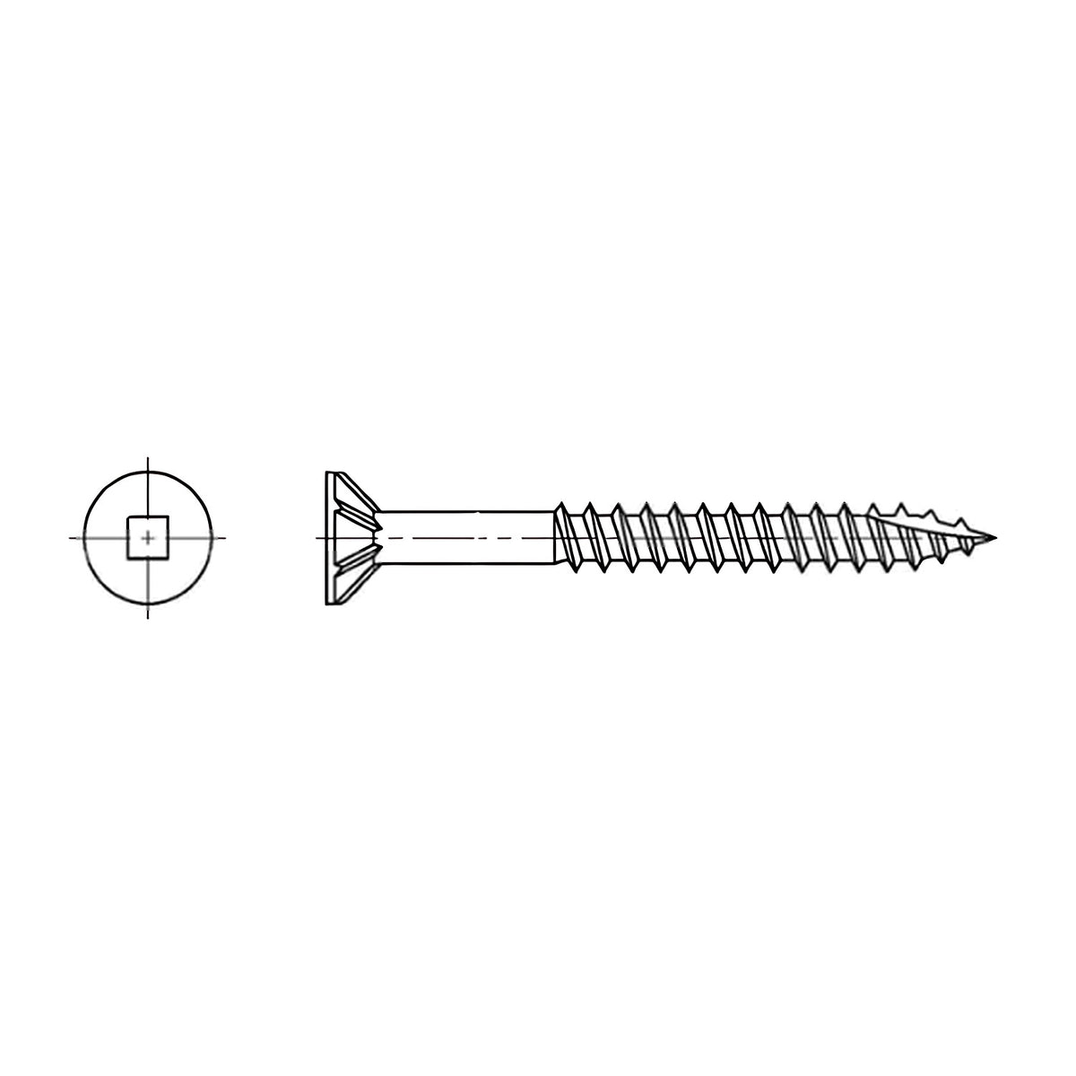 Inox World Imperial Square Drive Countersunk Decking Screw, 304 stainless steel, 8G-10 to 12G-11, alternate view