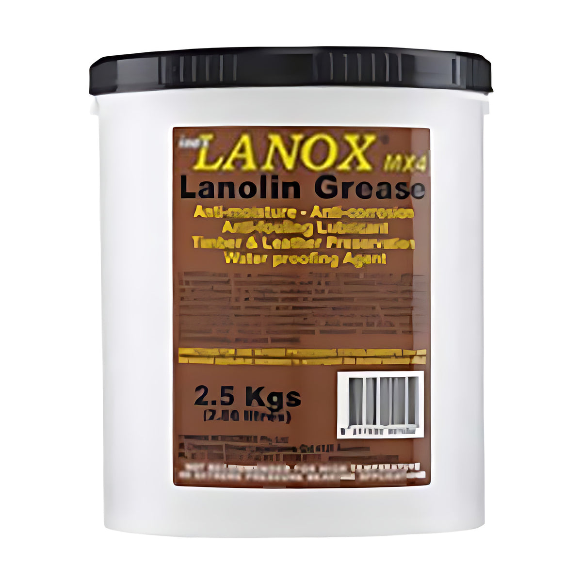 Inox Lanox MX4 Lanolin Grease white tub with black lid, label reads 2.5 Kgs