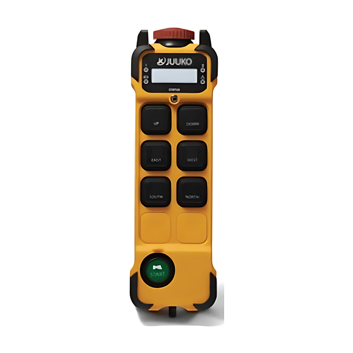 Yellow JUUKO six button dual speed remote control transmitter with display and green start button