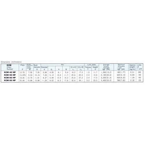 KCM ASA Roller Chain Hollow Pin Simplex - AIMS Industrial Supplies