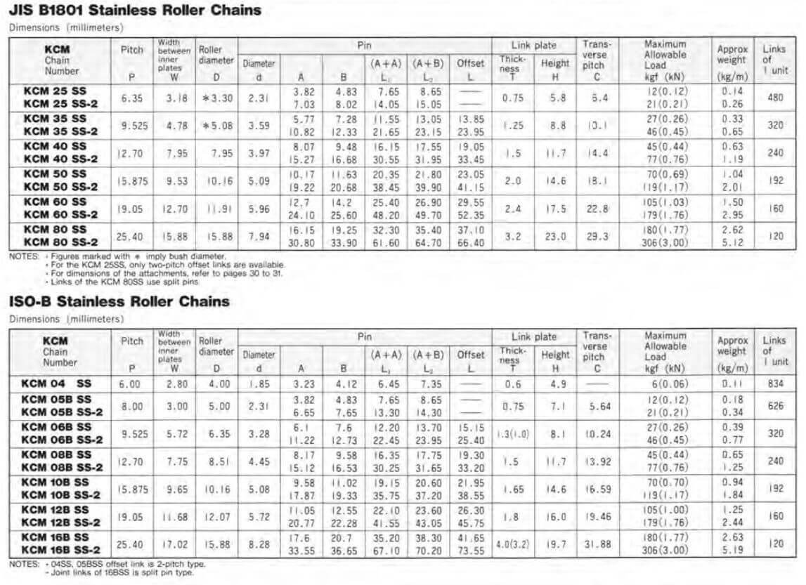 KCM BS Roller Chain Duplex - Stainless Steel - Box of 10 Foot2