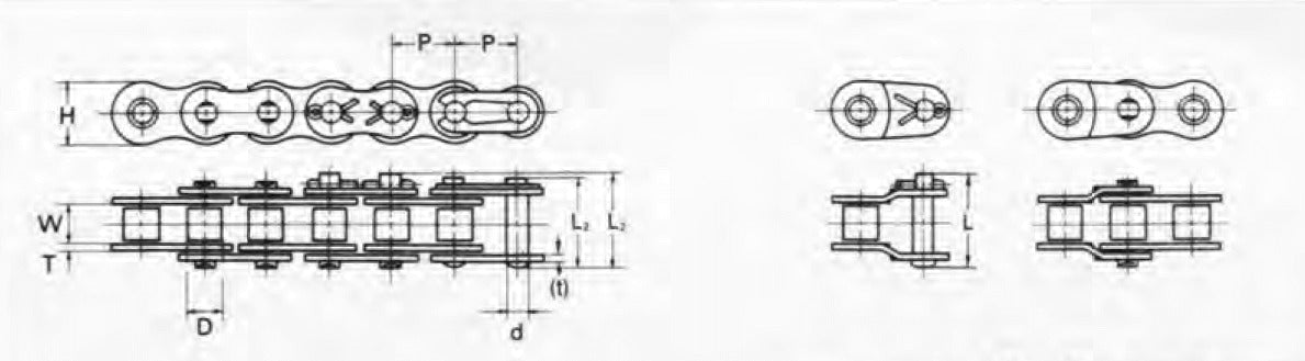 KCM BS Roller Chain Simplex - Steel - Box of 10 Foot - AIMS Industrial Supplies