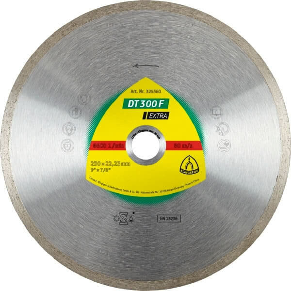 Klingspor Angle Grinder Diamond Blades Continuous Rim for Tiles DT300F1
